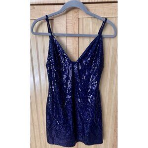 ThatsSoFetch Sequin Mini Dress Navy Blue Size 10 Party Evening Convert Sparkle